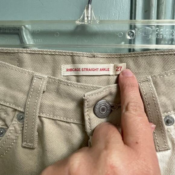 Levis Ribcage Straight Ankle Size 27 Two Tone Cuffed Jeans - Picture 2 of 5